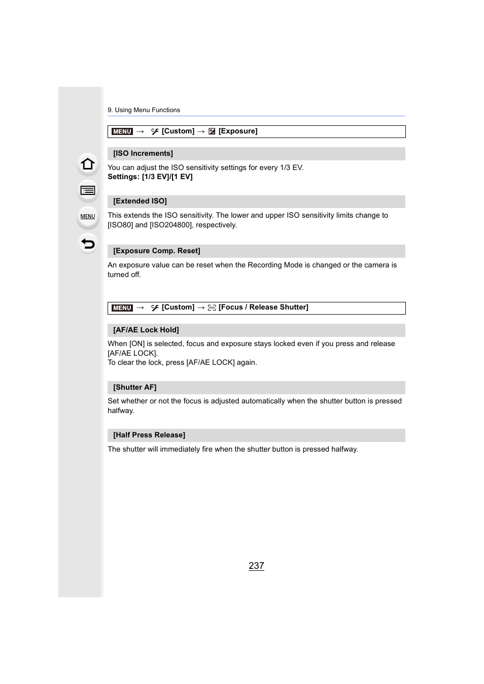 P237) | Panasonic Lumix GH5S Mirrorless Camera User Manual | Page 237 / 372