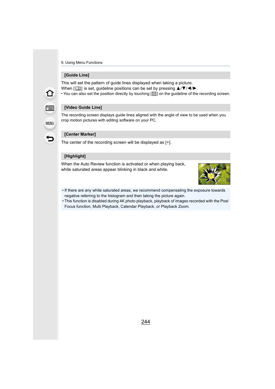 P244, P244) | Panasonic Lumix GH5S Mirrorless Camera User Manual | Page 244 / 372