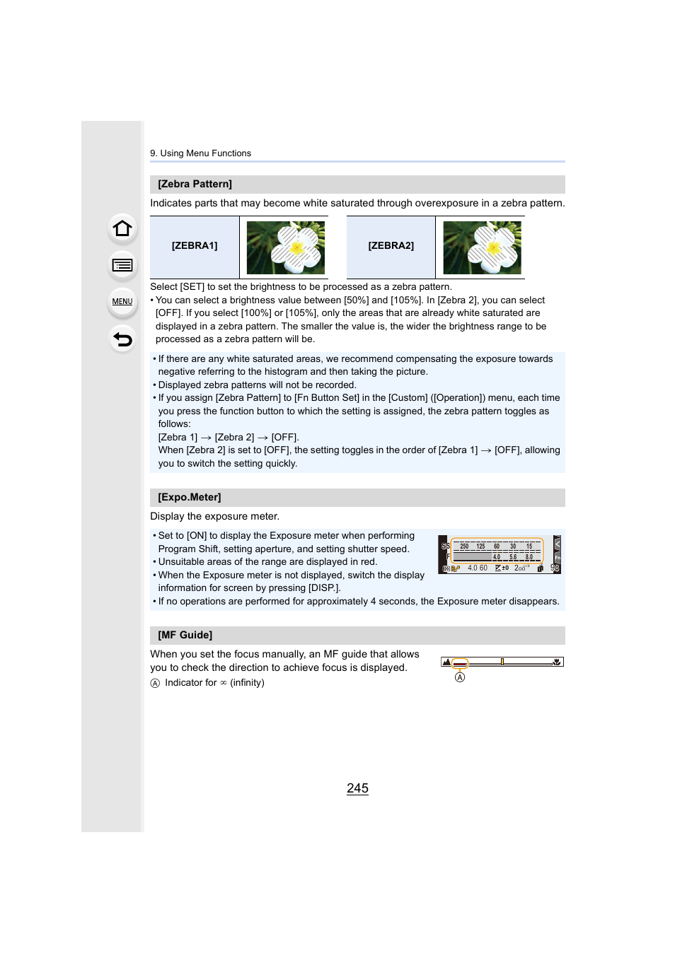 P245, P245) | Panasonic Lumix GH5S Mirrorless Camera User Manual | Page 245 / 372