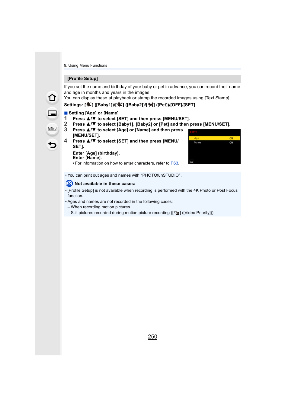 P250) | Panasonic Lumix GH5S Mirrorless Camera User Manual | Page 250 / 372