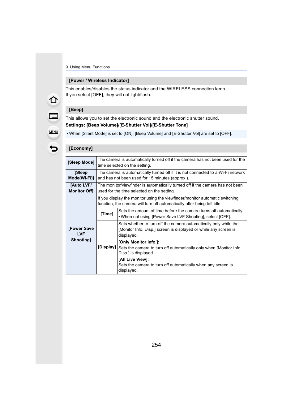 P254, Peaker, P254) | Panasonic Lumix GH5S Mirrorless Camera User Manual | Page 254 / 372