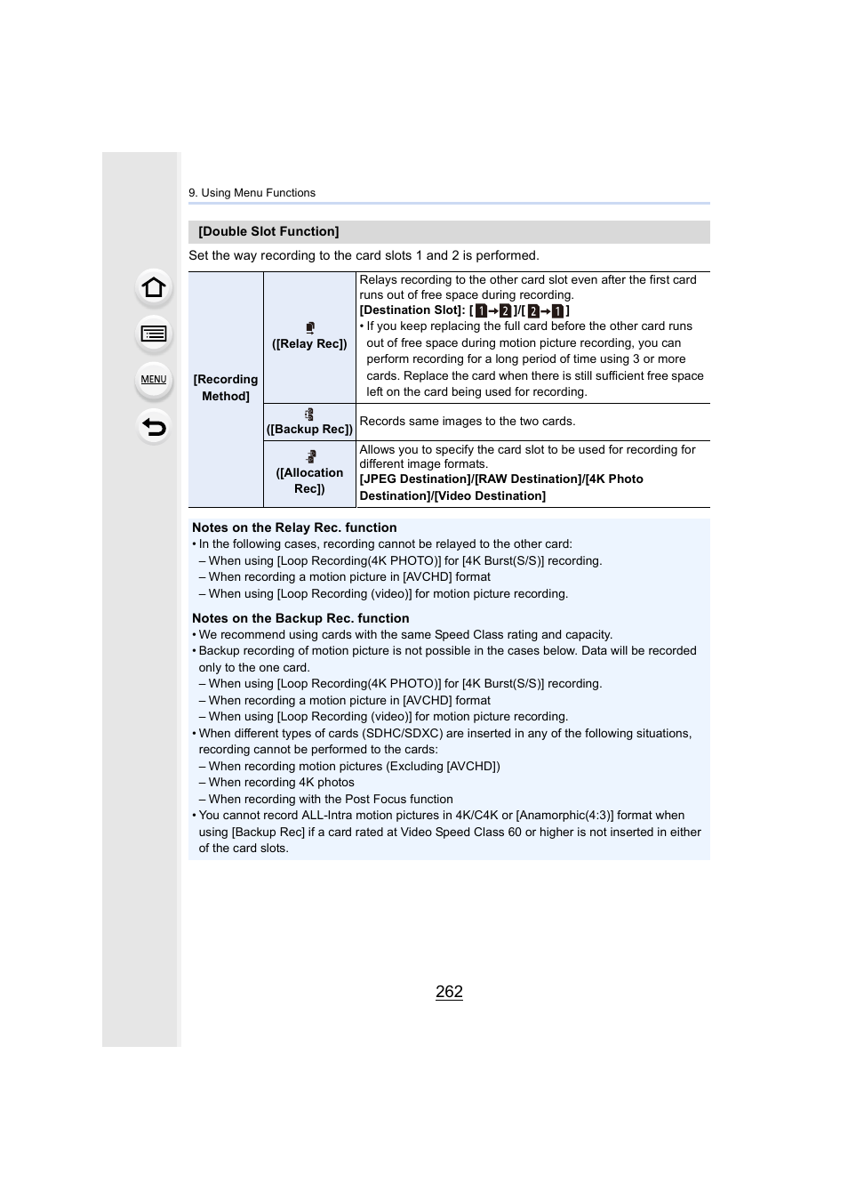 P262, P262) | Panasonic Lumix GH5S Mirrorless Camera User Manual | Page 262 / 372