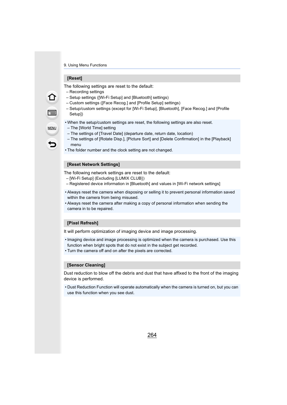 P264, P264), Resh | Panasonic Lumix GH5S Mirrorless Camera User Manual | Page 264 / 372