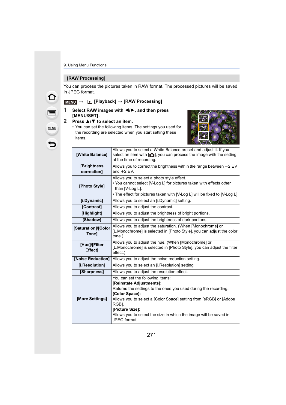 P271, P271) | Panasonic Lumix GH5S Mirrorless Camera User Manual | Page 271 / 372