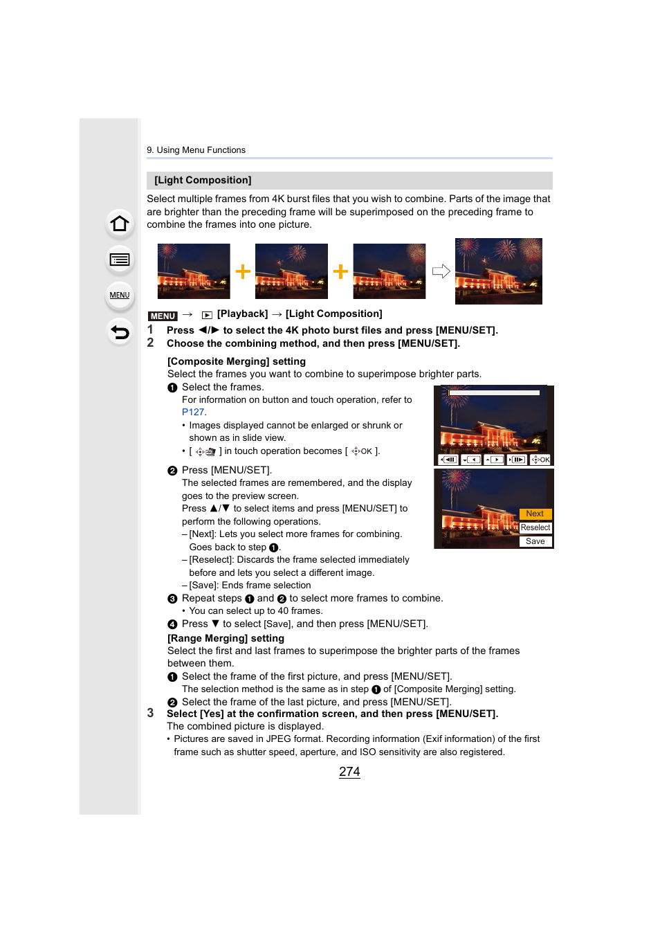 P274, P274) | Panasonic Lumix GH5S Mirrorless Camera User Manual | Page 274 / 372