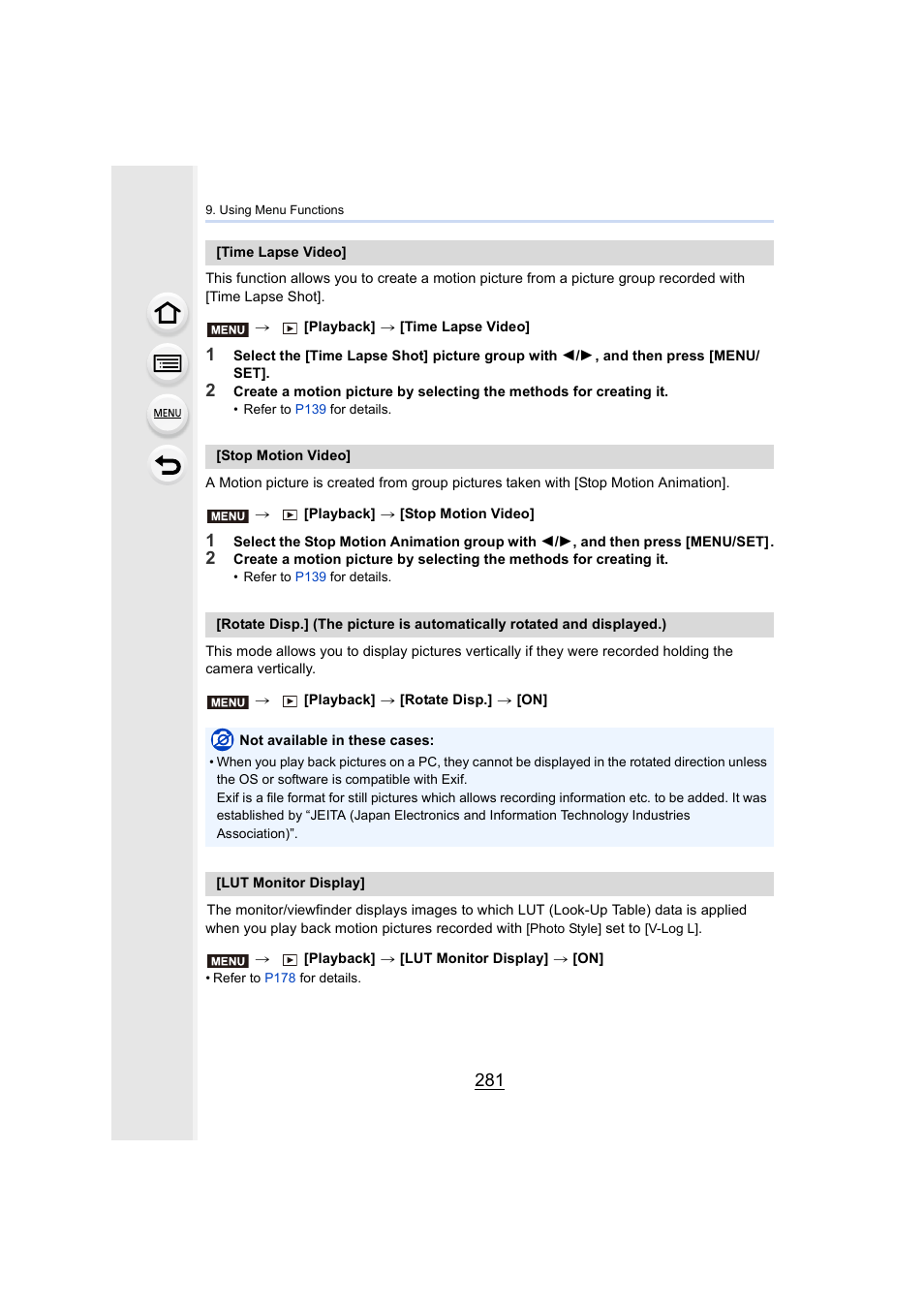 P281) | Panasonic Lumix GH5S Mirrorless Camera User Manual | Page 281 / 372