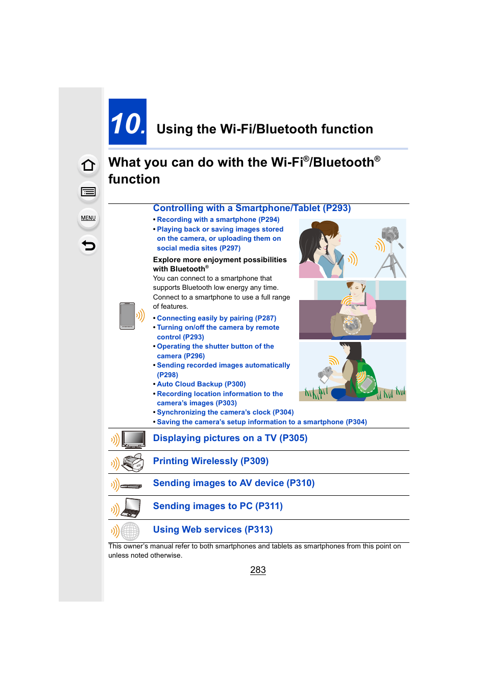 Using the wi-fi/bluetooth function, What you can do with the wi-fi, Bluetooth | Function, P283 | Panasonic Lumix GH5S Mirrorless Camera User Manual | Page 283 / 372