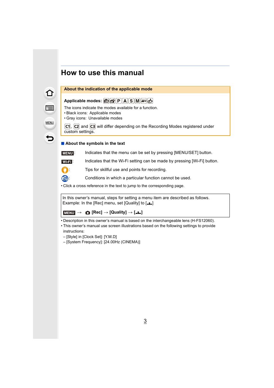 How to use this manual | Panasonic Lumix GH5S Mirrorless Camera User Manual | Page 3 / 372