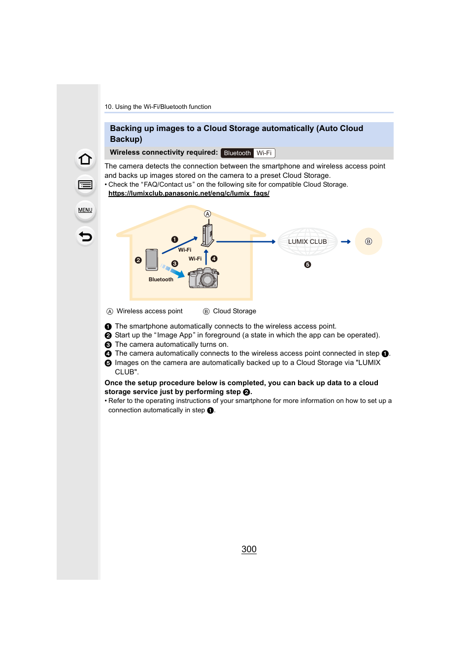 Backing up images to a cloud storage automatically, Auto cloud backup), P300 | P300) | Panasonic Lumix GH5S Mirrorless Camera User Manual | Page 300 / 372