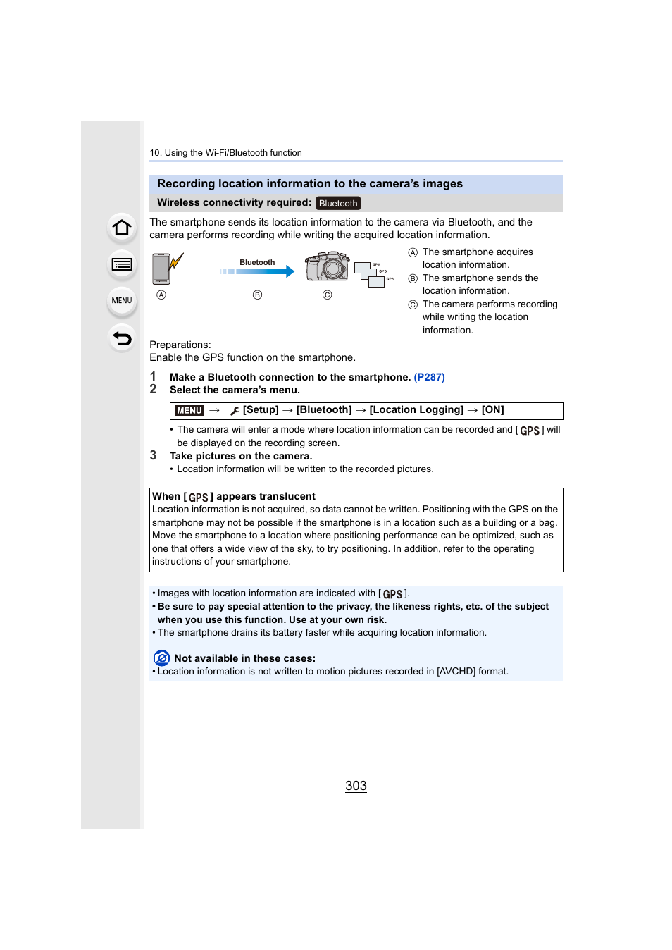 P303, P303) | Panasonic Lumix GH5S Mirrorless Camera User Manual | Page 303 / 372