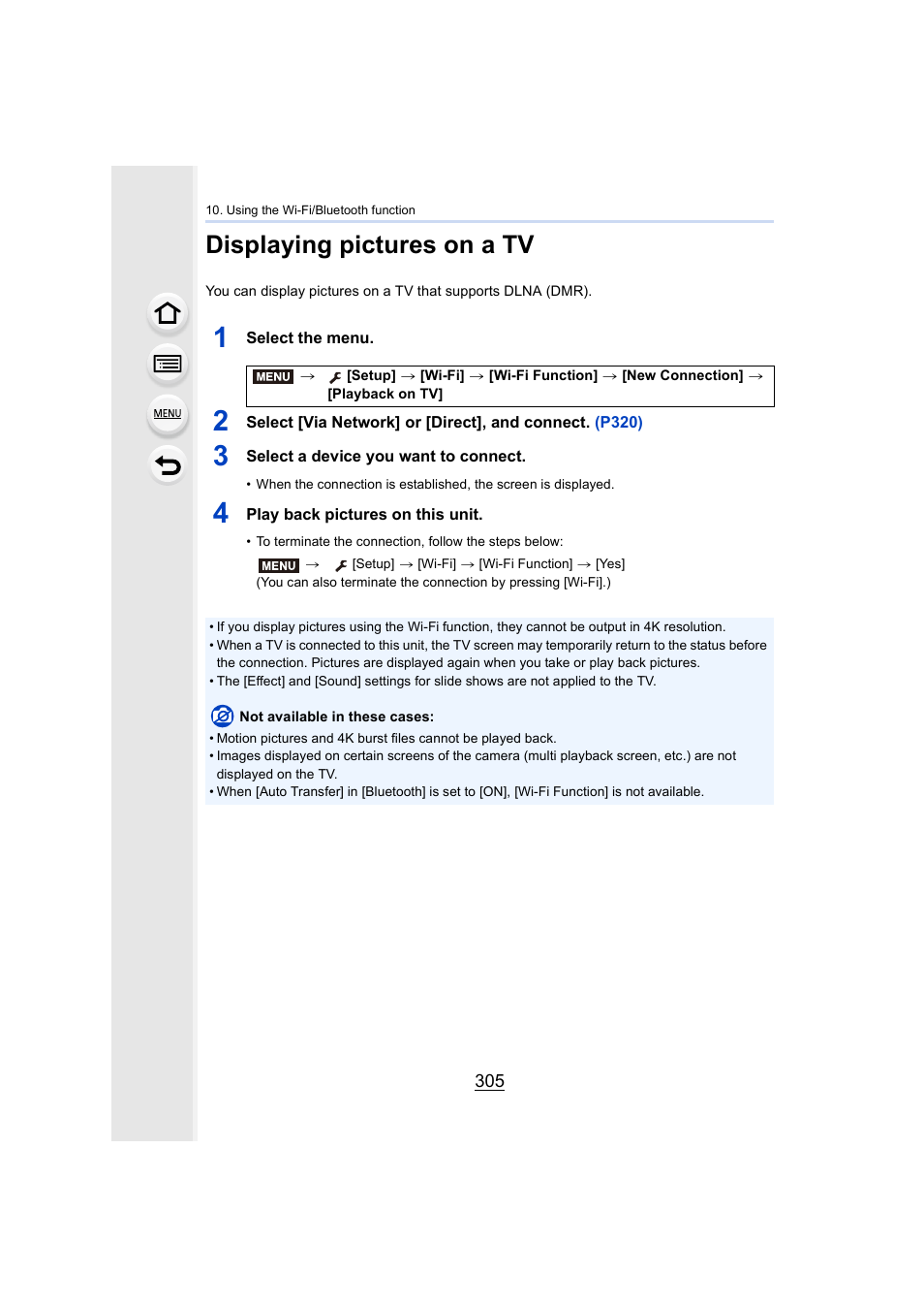 Displaying pictures on a tv, P305, P305) | Panasonic Lumix GH5S Mirrorless Camera User Manual | Page 305 / 372
