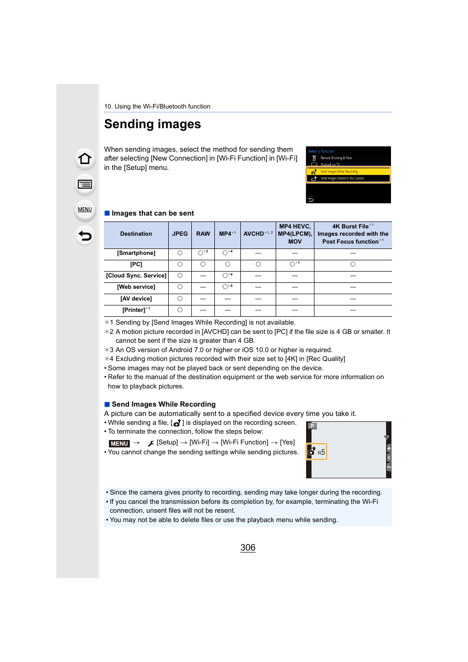 Sending images | Panasonic Lumix GH5S Mirrorless Camera User Manual | Page 306 / 372