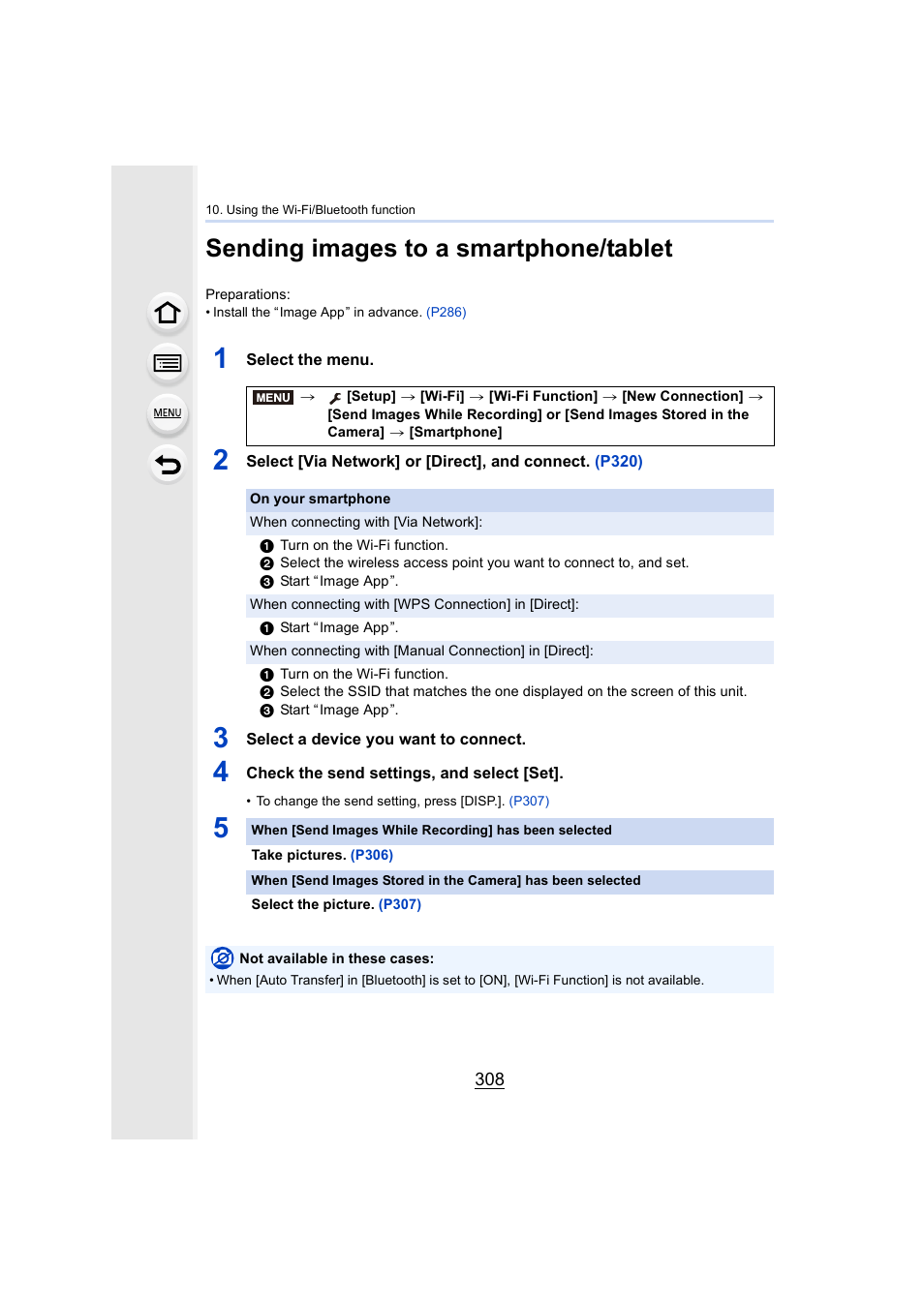 Sending images to a smartphone/tablet | Panasonic Lumix GH5S Mirrorless Camera User Manual | Page 308 / 372