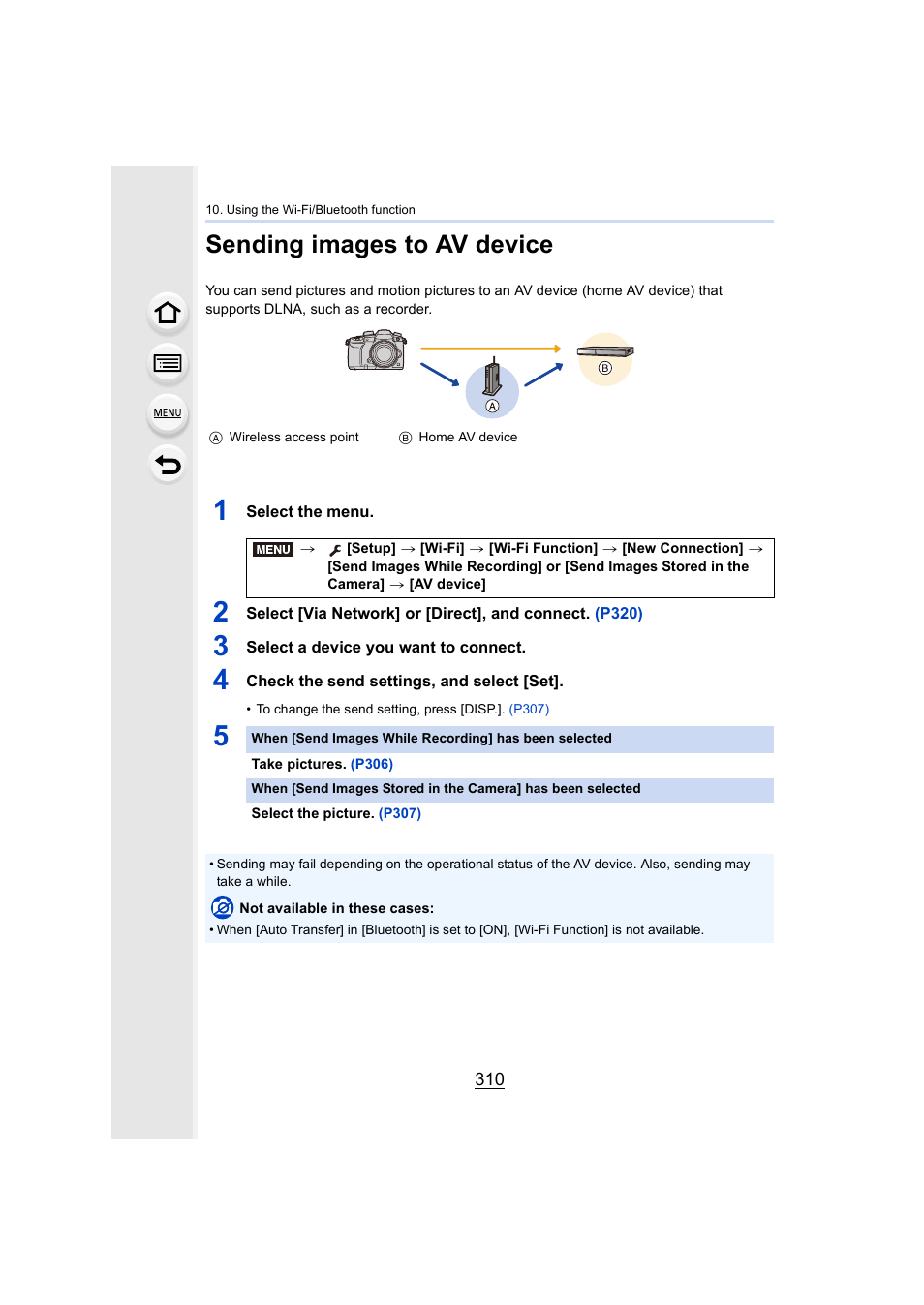 Sending images to av device, P310, P310) | Panasonic Lumix GH5S Mirrorless Camera User Manual | Page 310 / 372