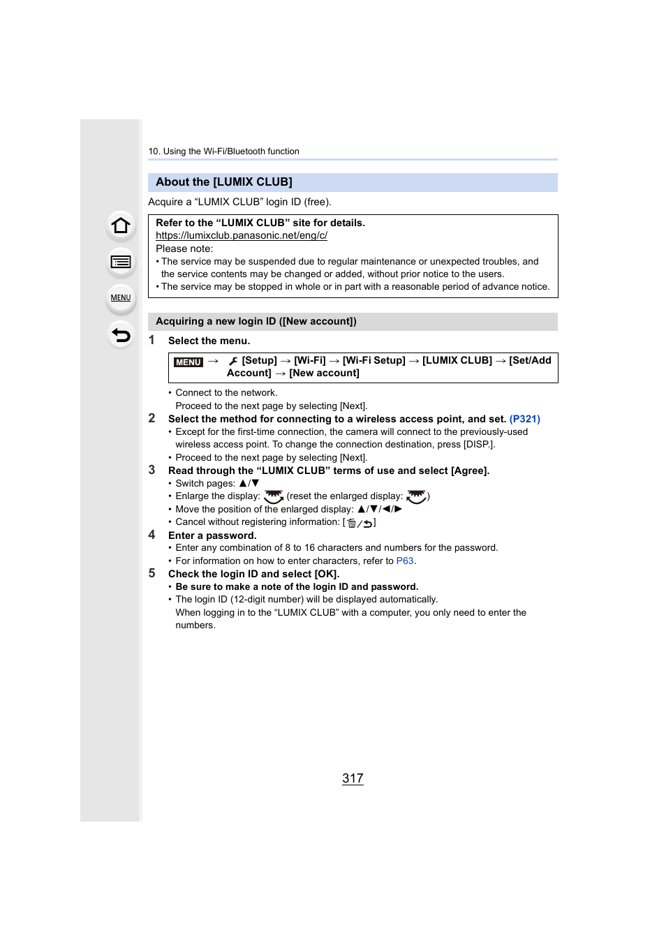 About the [lumix club, P317) | Panasonic Lumix GH5S Mirrorless Camera User Manual | Page 317 / 372