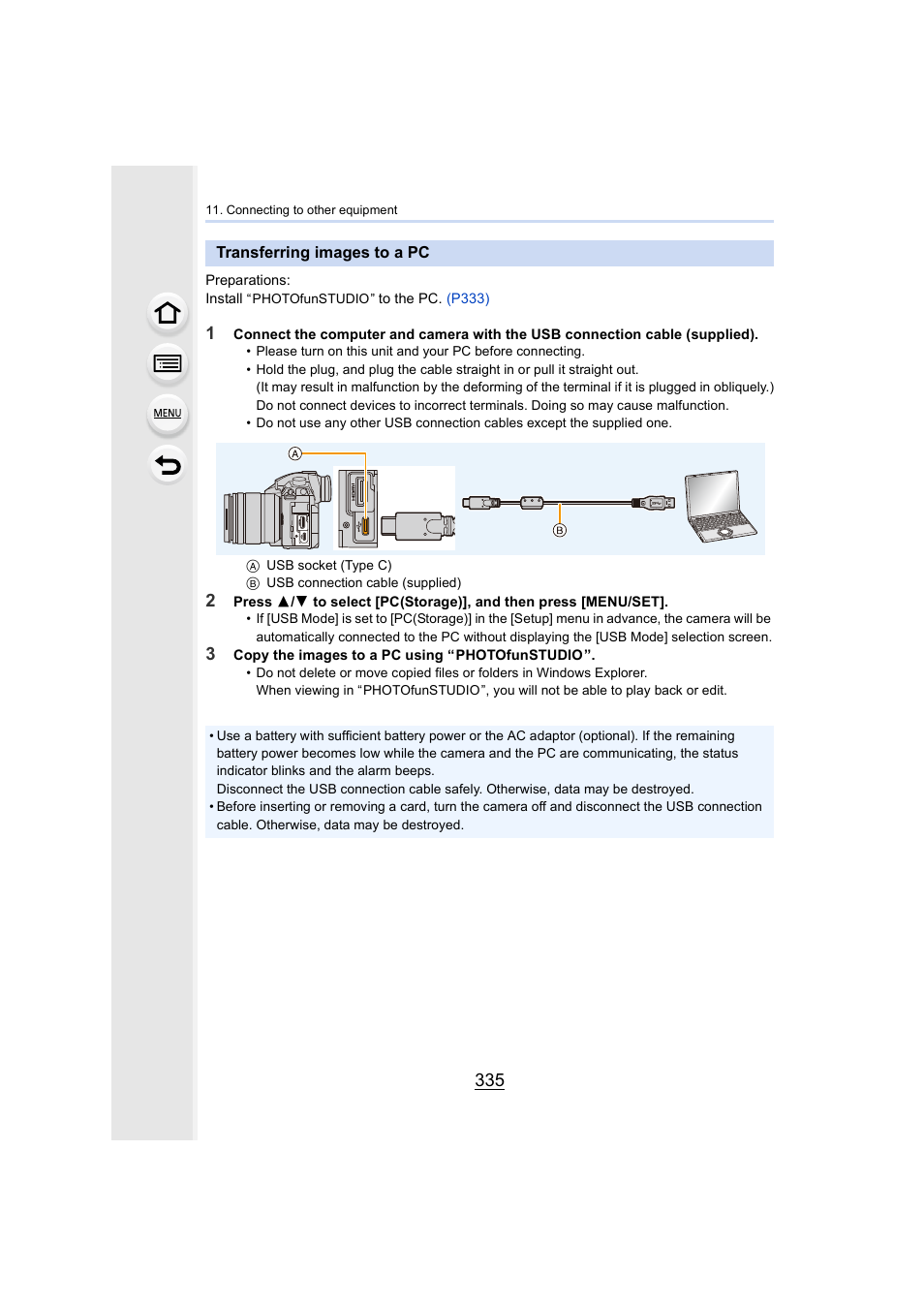 Transferring images to a pc, P335 | Panasonic Lumix GH5S Mirrorless Camera User Manual | Page 335 / 372