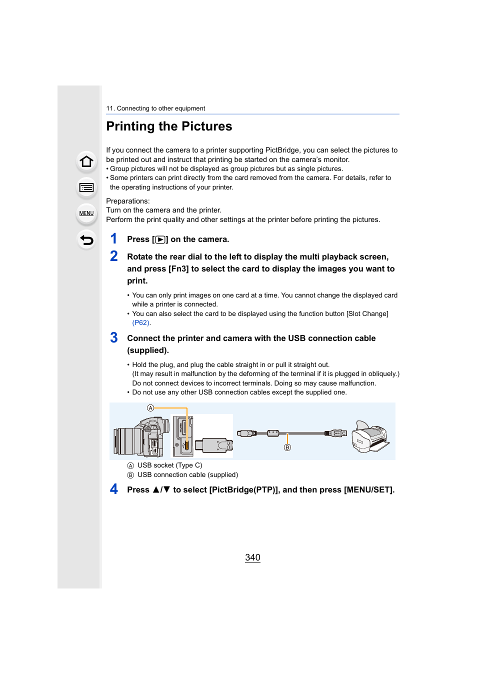 Printing the pictures, P340 | Panasonic Lumix GH5S Mirrorless Camera User Manual | Page 340 / 372
