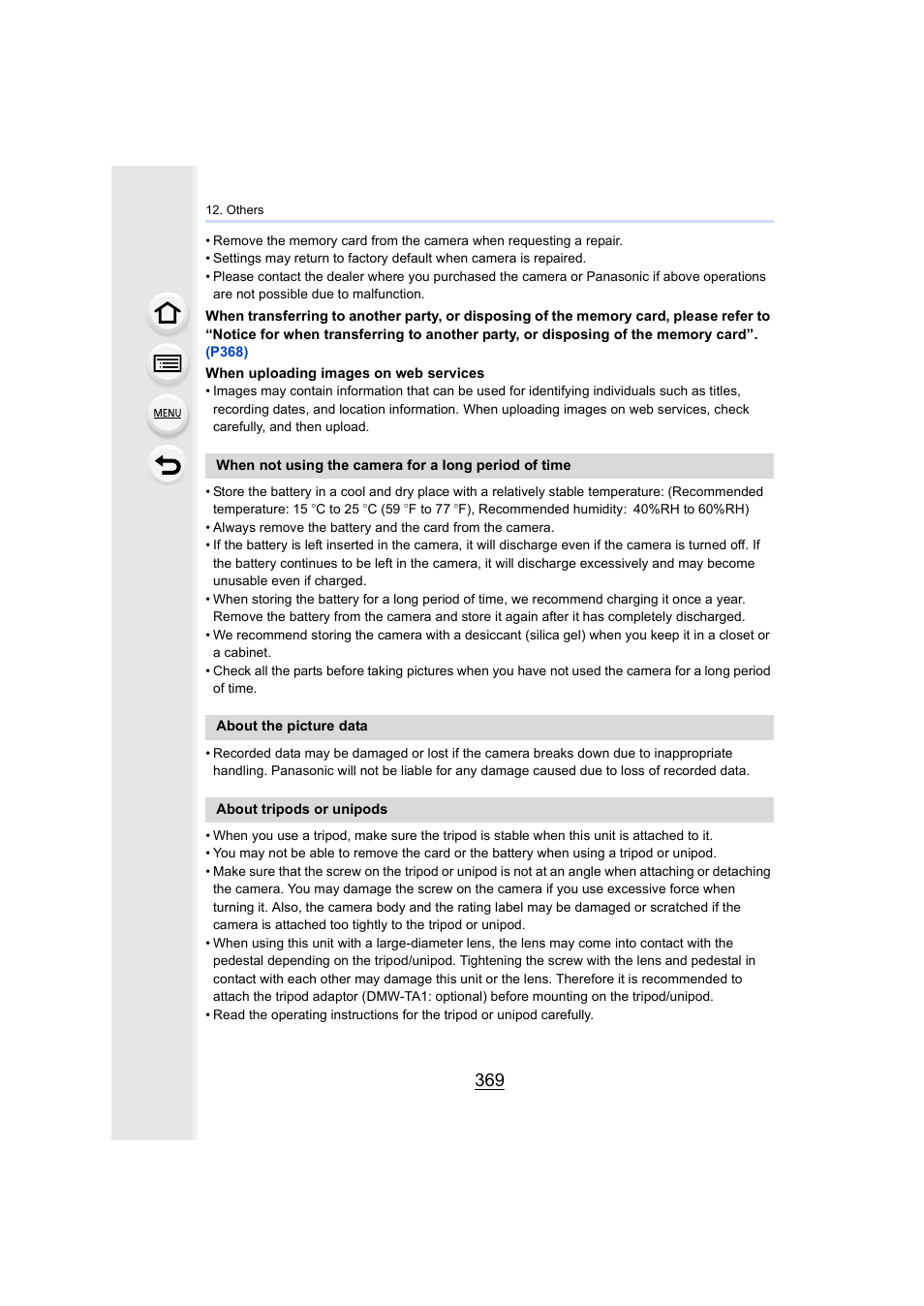 P369) | Panasonic Lumix GH5S Mirrorless Camera User Manual | Page 369 / 372