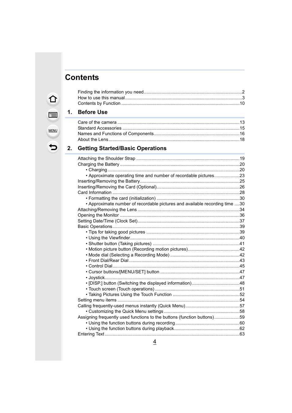 Panasonic Lumix GH5S Mirrorless Camera User Manual | Page 4 / 372