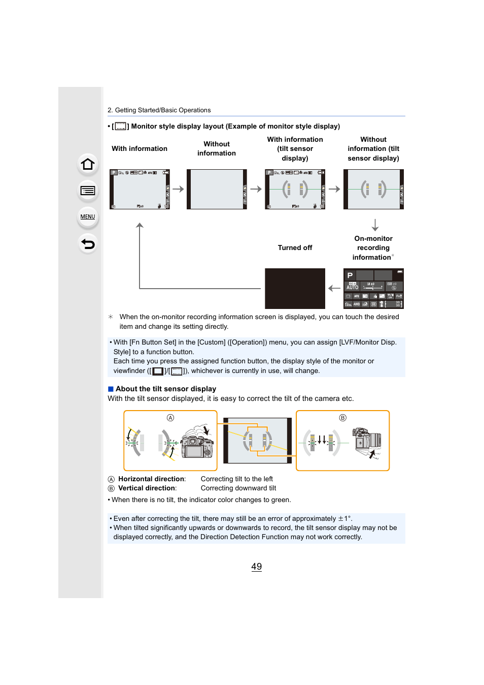 Getting started/basic operations | Panasonic Lumix GH5S Mirrorless Camera User Manual | Page 49 / 372