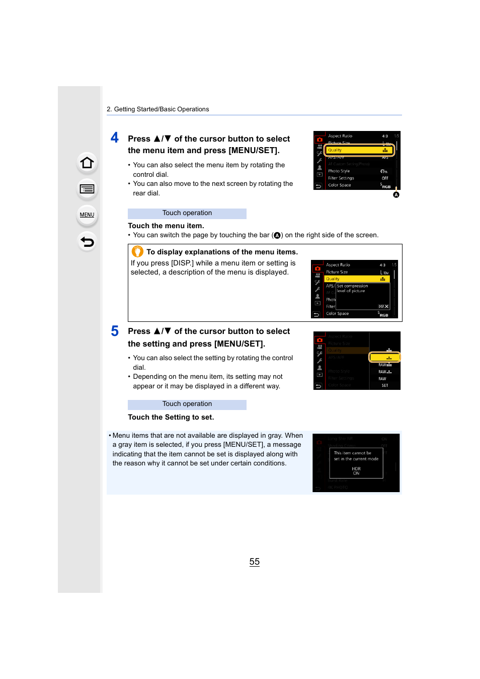 Panasonic Lumix GH5S Mirrorless Camera User Manual | Page 55 / 372