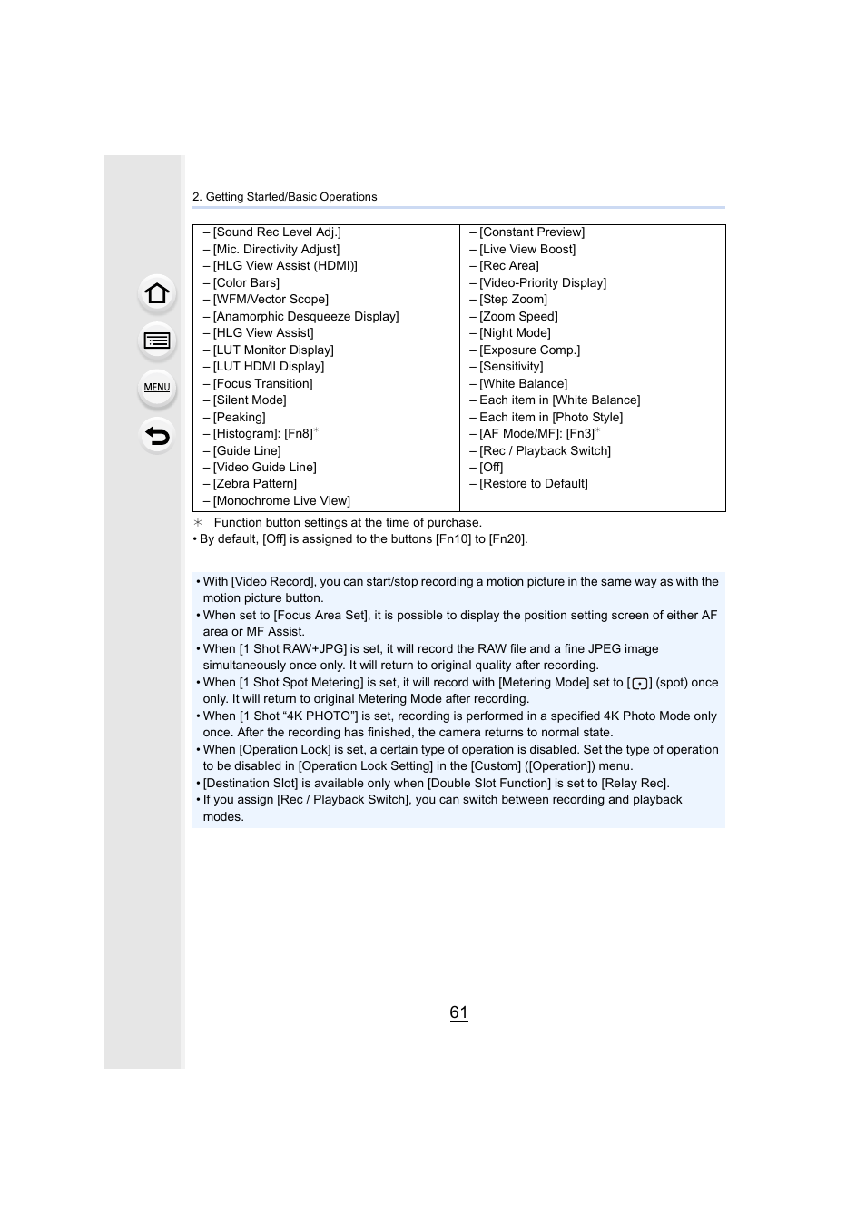 Panasonic Lumix GH5S Mirrorless Camera User Manual | Page 61 / 372