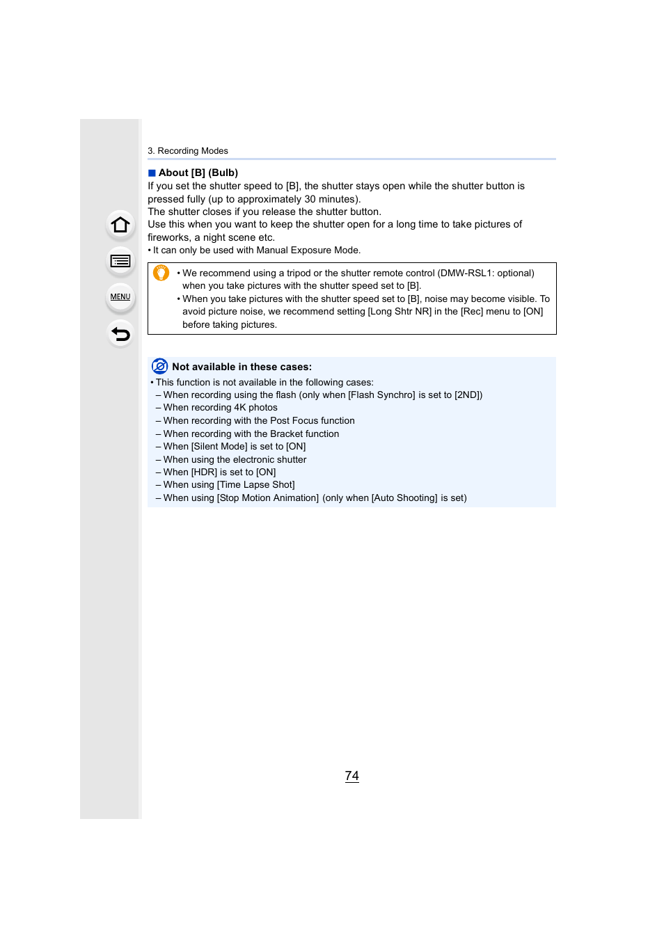 Panasonic Lumix GH5S Mirrorless Camera User Manual | Page 74 / 372