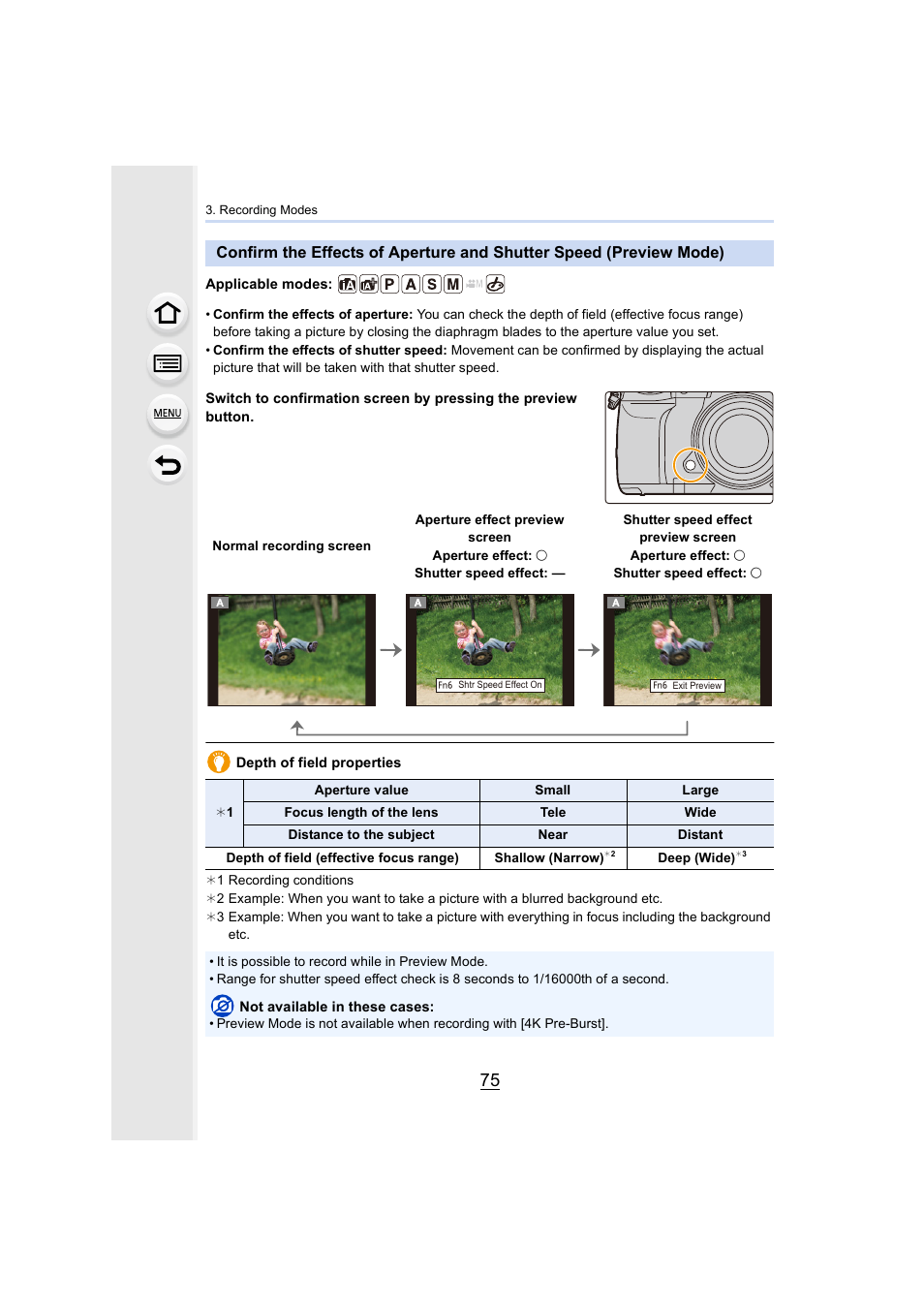 P75), Function button (fn6) | Panasonic Lumix GH5S Mirrorless Camera User Manual | Page 75 / 372