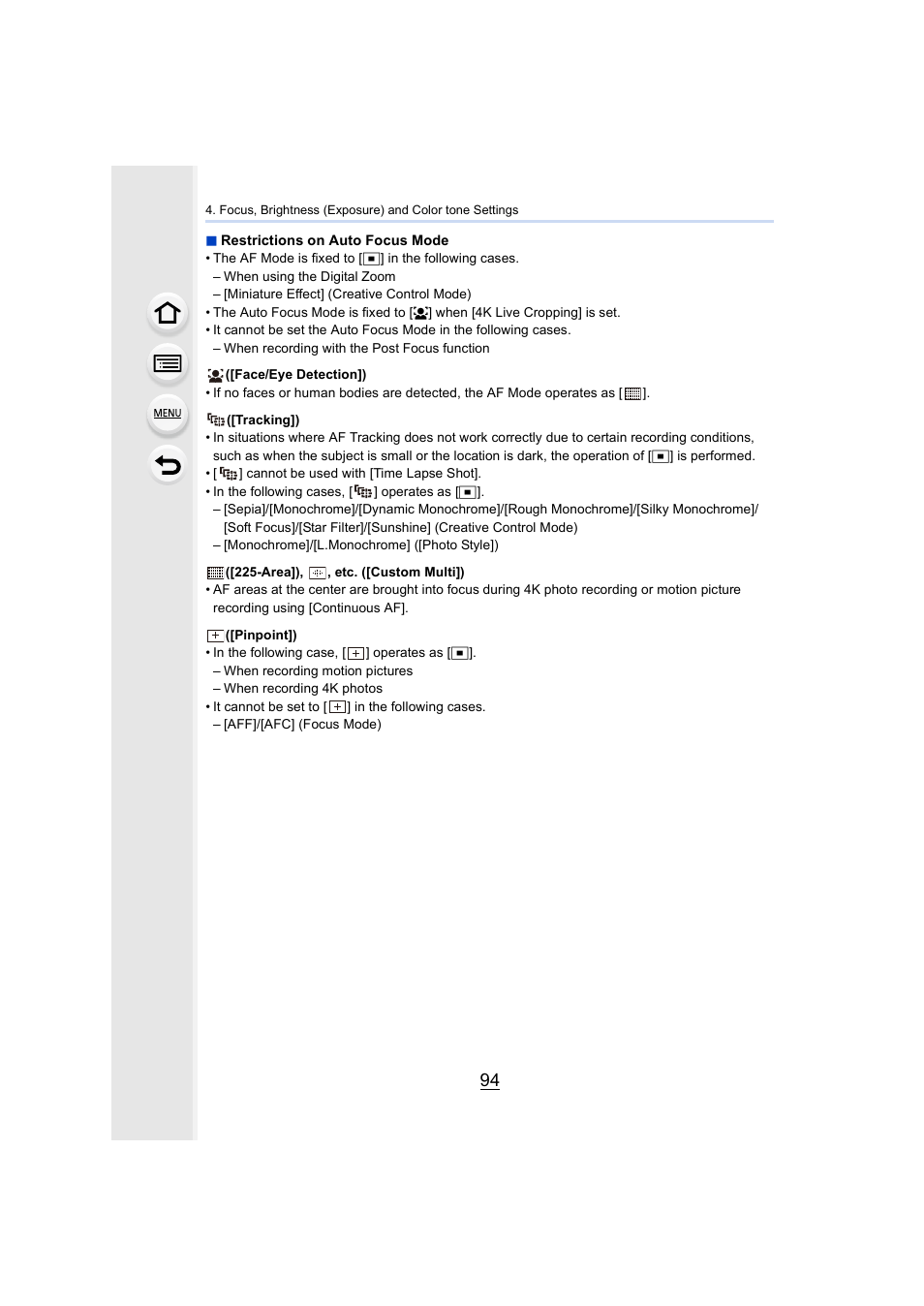 Panasonic Lumix GH5S Mirrorless Camera User Manual | Page 94 / 372