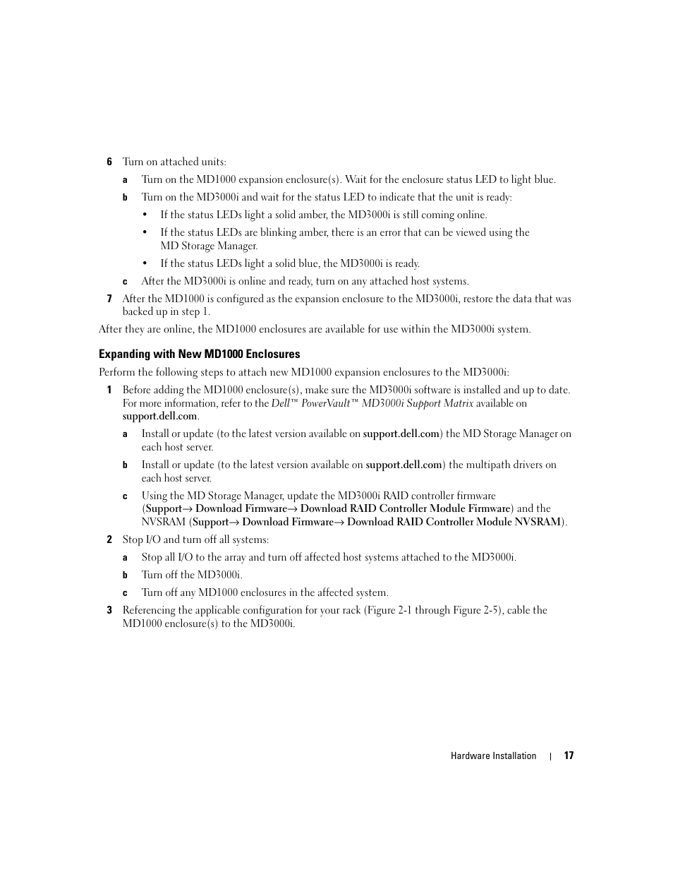 Expanding with new md1000 enclosures | Dell PowerVault 3000i User Manual | Page 17 / 68