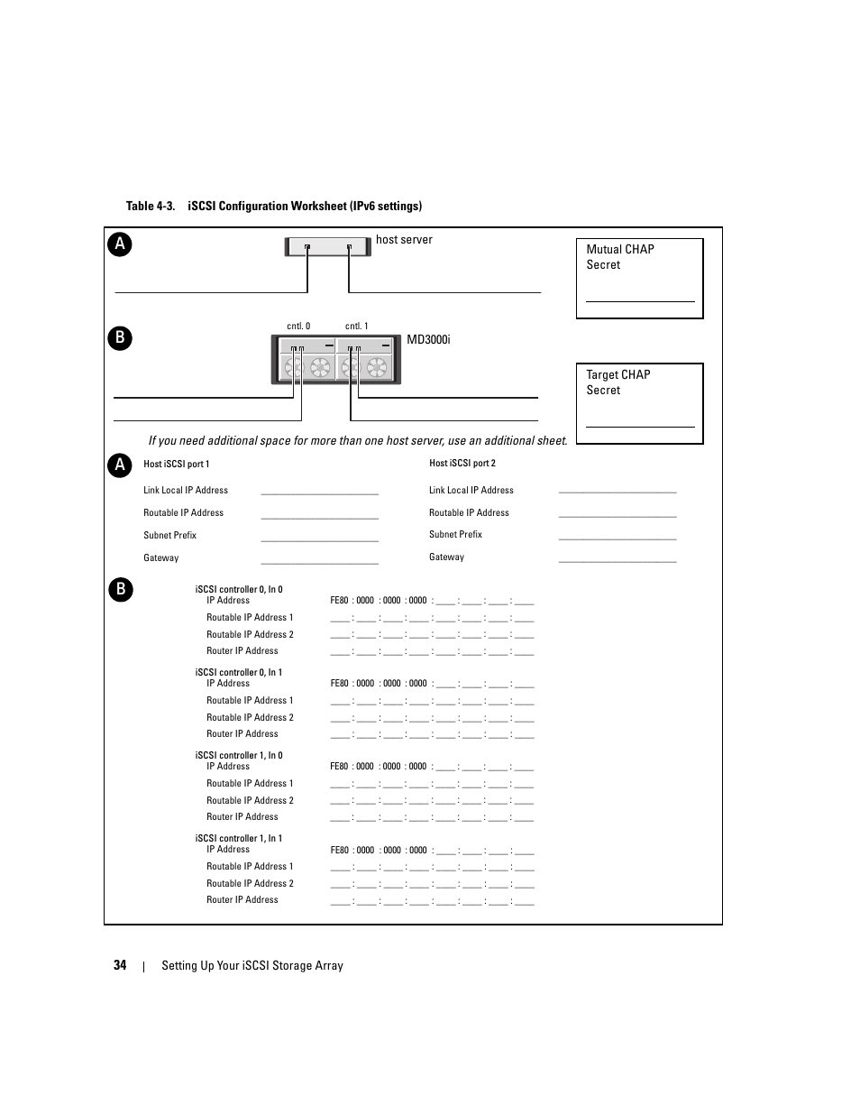 Able 4-3). gathering this type of inf, T to use ipv6, use table 4-3 to define your | Dell PowerVault 3000i User Manual | Page 34 / 68