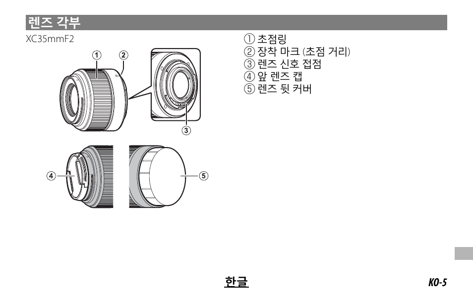 렌즈 각부 | FujiFilm XC 35mm f/2 Lens User Manual | Page 109 / 120