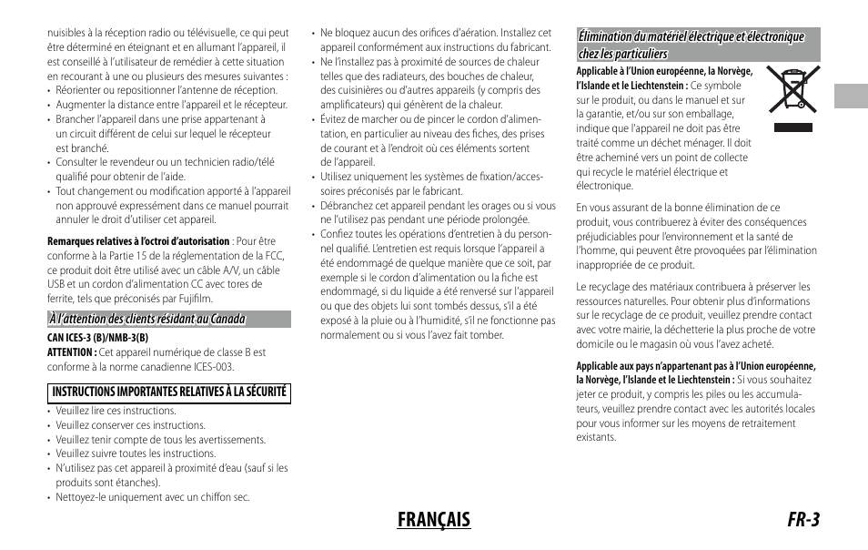 Fr-3 français | FujiFilm XC 35mm f/2 Lens User Manual | Page 17 / 120