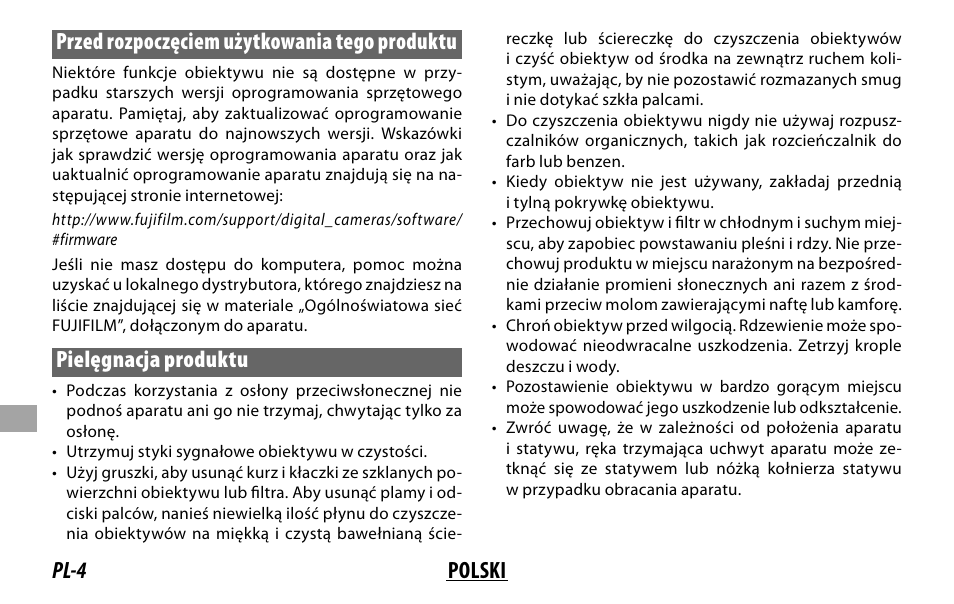 Pielęgnacja produktu | FujiFilm XF 50-140mm f/2.8 R LM OIS WR Lens User Manual | Page 124 / 170