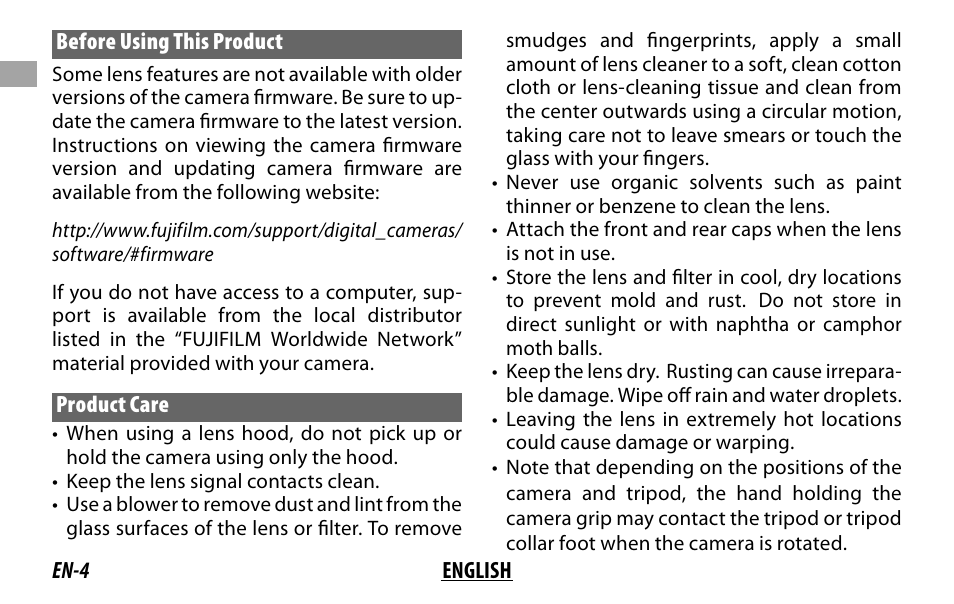 FujiFilm XF 50-140mm f/2.8 R LM OIS WR Lens User Manual | Page 14 / 170