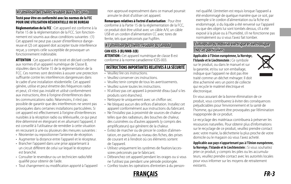 Fr-3 français | FujiFilm XF 50-140mm f/2.8 R LM OIS WR Lens User Manual | Page 23 / 170