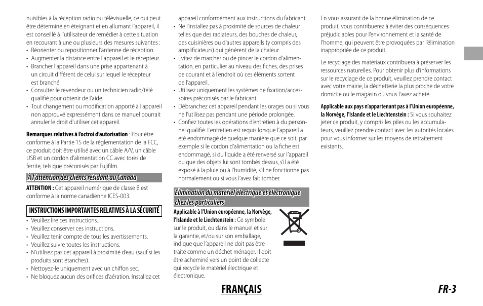 Fr-3 français | FujiFilm XF 16mm f/1.4 R WR Lens User Manual | Page 19 / 136