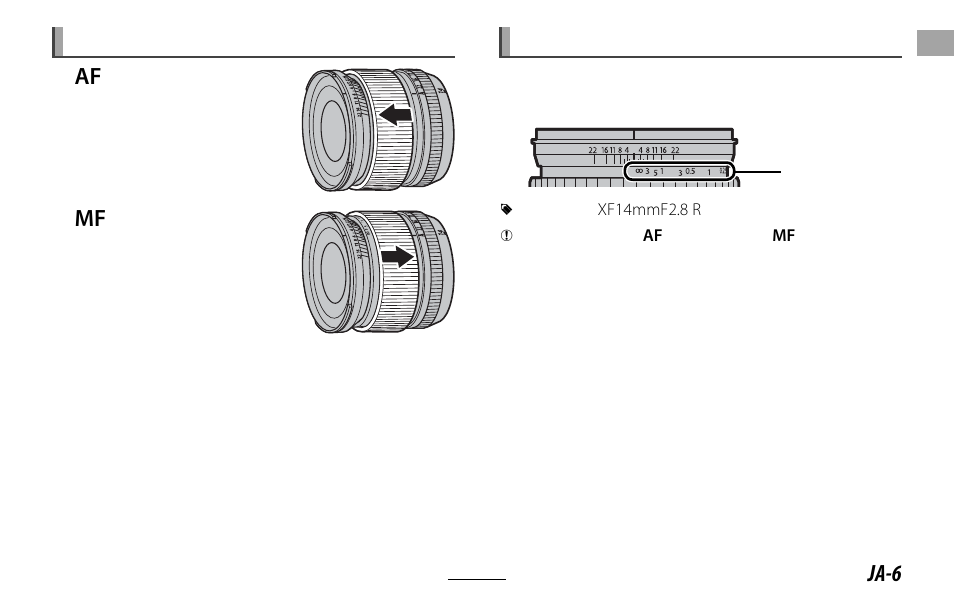 Ja-6 af mf | FujiFilm XF 16mm f/1.4 R WR Lens User Manual | Page 7 / 136
