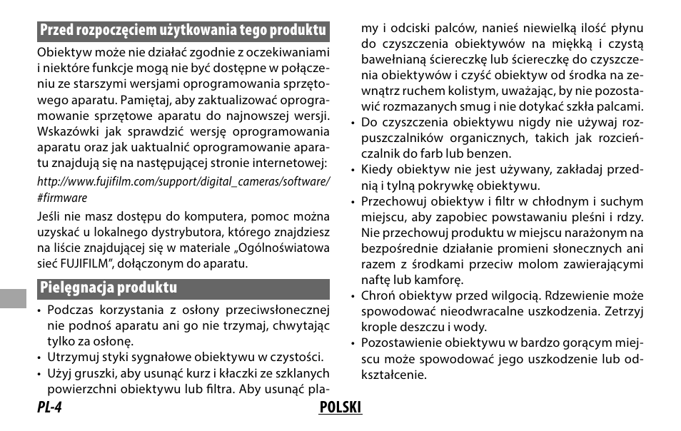 Pielęgnacja produktu | FujiFilm XF 8-16mm f/2.8 R LM WR Lens User Manual | Page 100 / 140