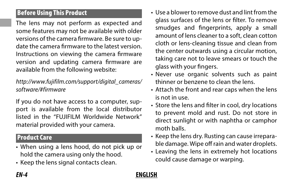 FujiFilm XF 8-16mm f/2.8 R LM WR Lens User Manual | Page 12 / 140