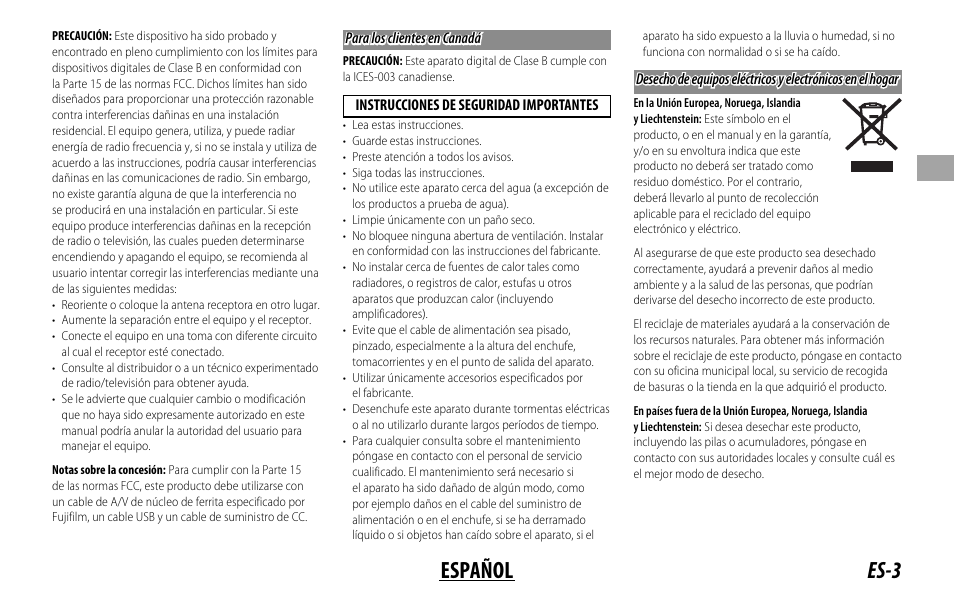 Es-3 español | FujiFilm XF 8-16mm f/2.8 R LM WR Lens User Manual | Page 35 / 140