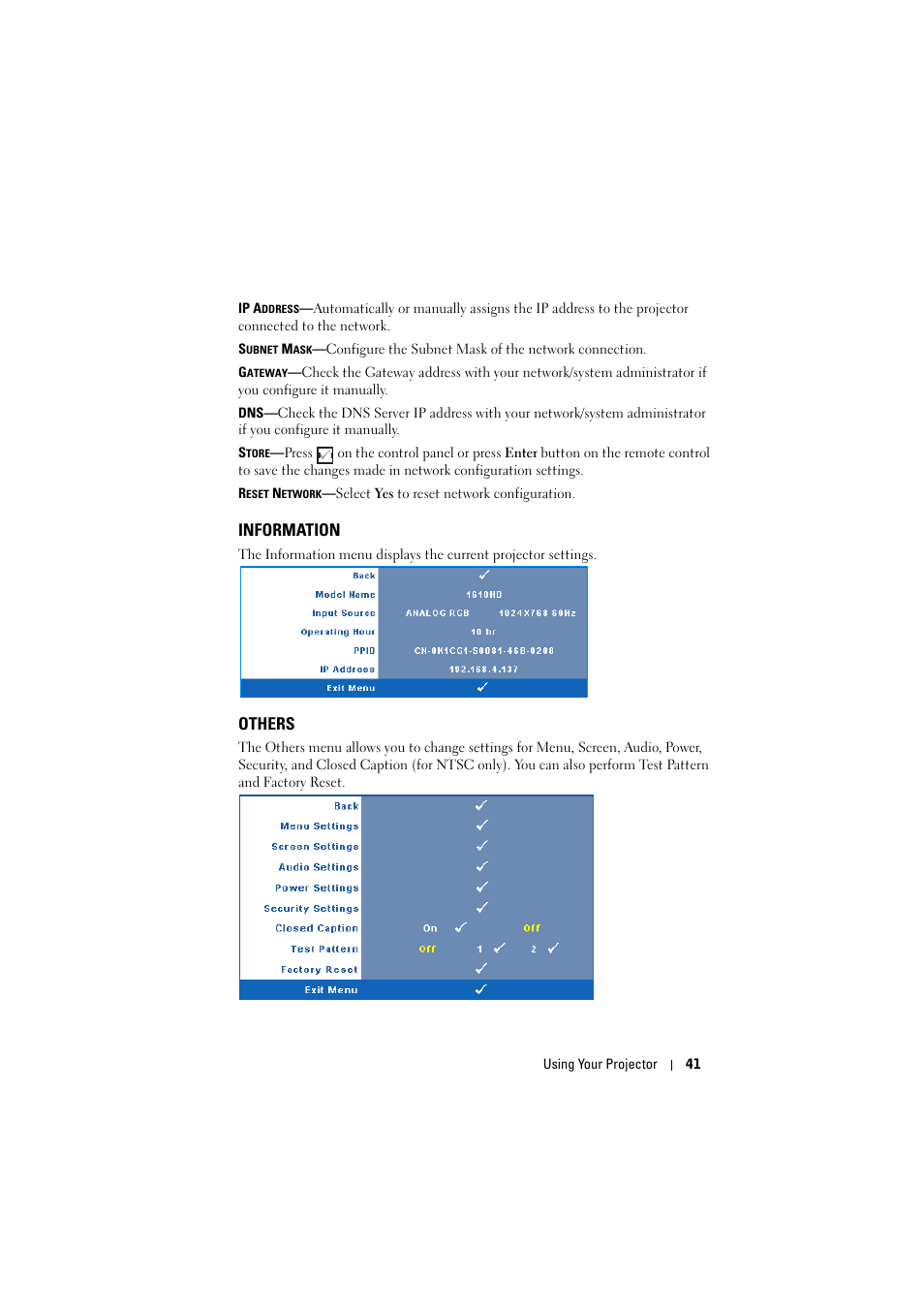 Information, Others | Dell 1610HD User Manual | Page 41 / 80