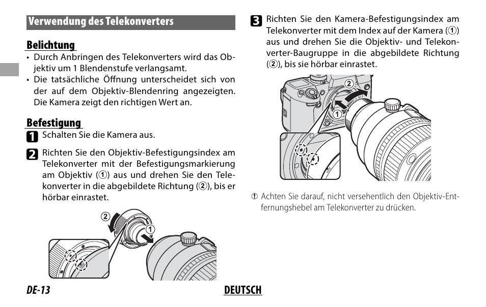 Befestigung | FujiFilm XF 200mm f/2 R LM OIS WR Lens with XF 1.4x TC F2 WR Teleconverter Kit User Manual | Page 58 / 256