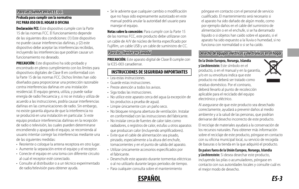 Es-3 español | FujiFilm XF 200mm f/2 R LM OIS WR Lens with XF 1.4x TC F2 WR Teleconverter Kit User Manual | Page 63 / 256