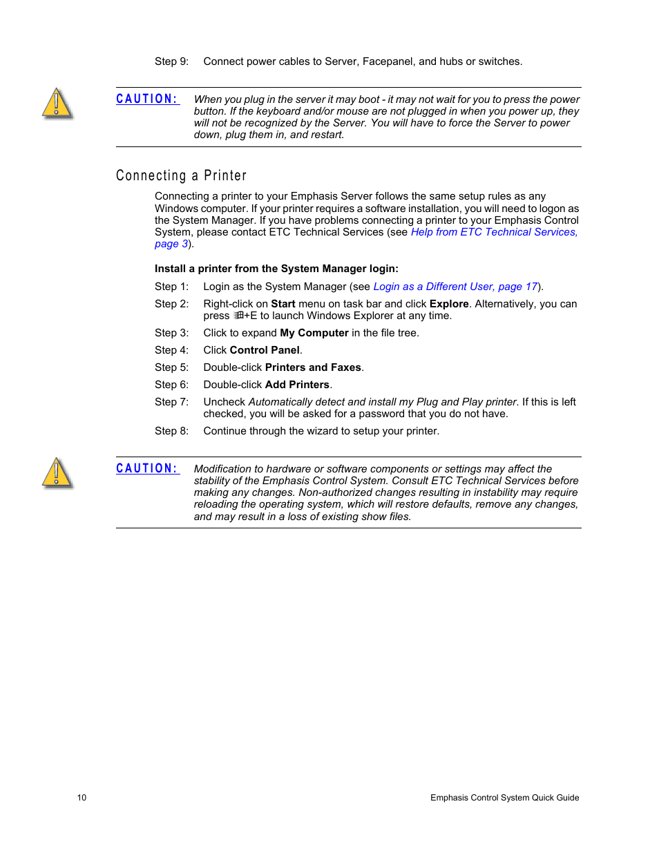 Connecting a printer | Dell Emphasis Lighting Control System User Manual | Page 14 / 68