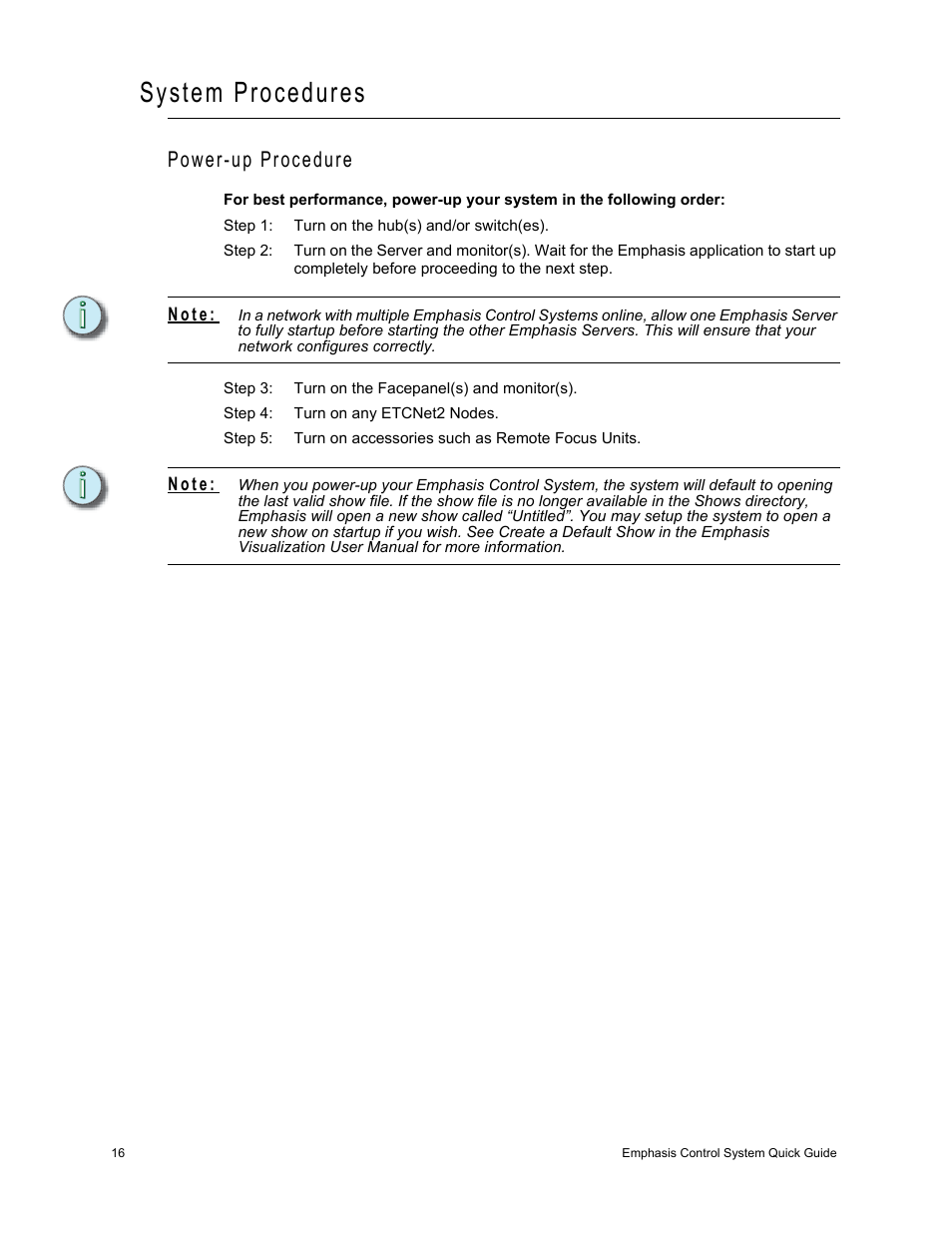 System procedures, Power-up procedure | Dell Emphasis Lighting Control System User Manual | Page 20 / 68