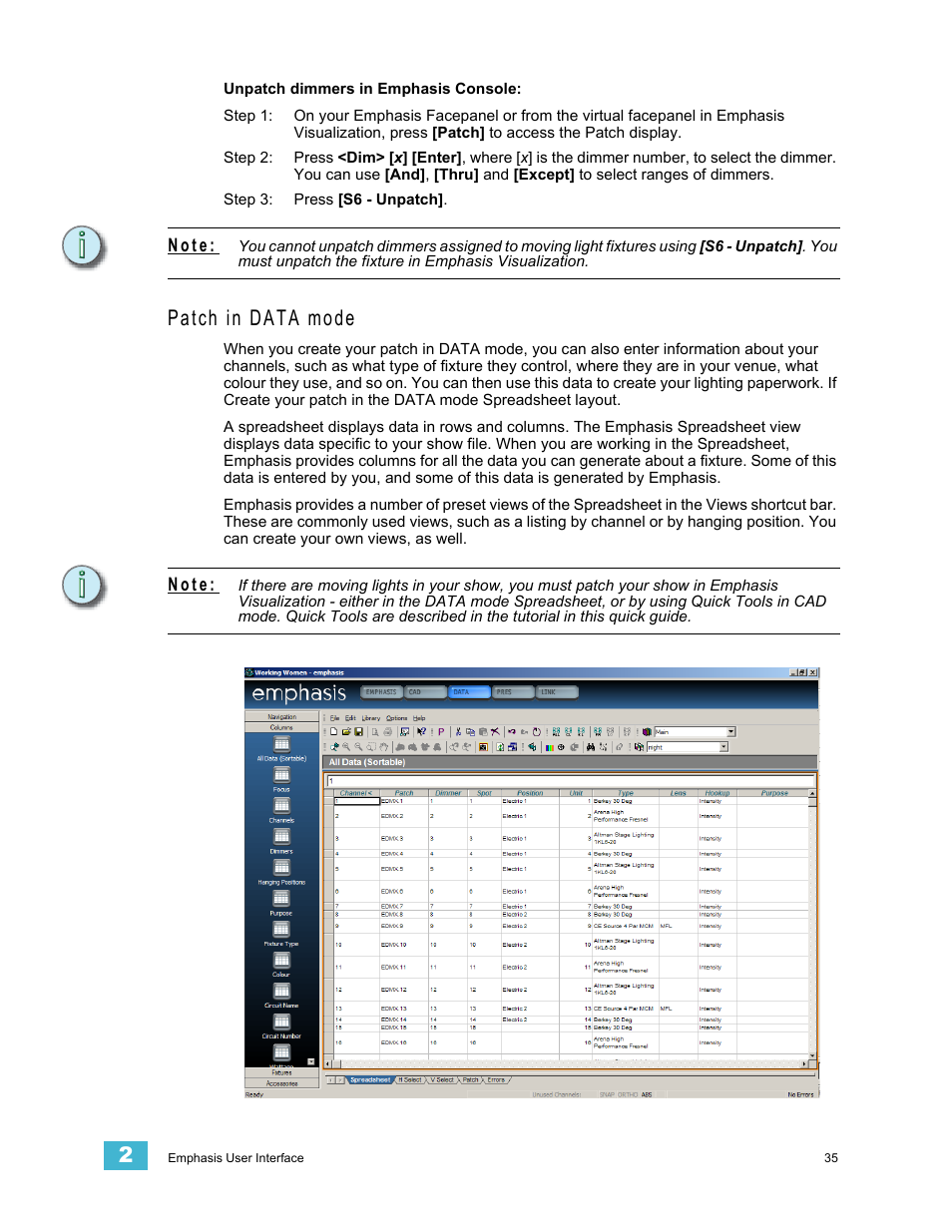 Patch in data mode | Dell Emphasis Lighting Control System User Manual | Page 39 / 68