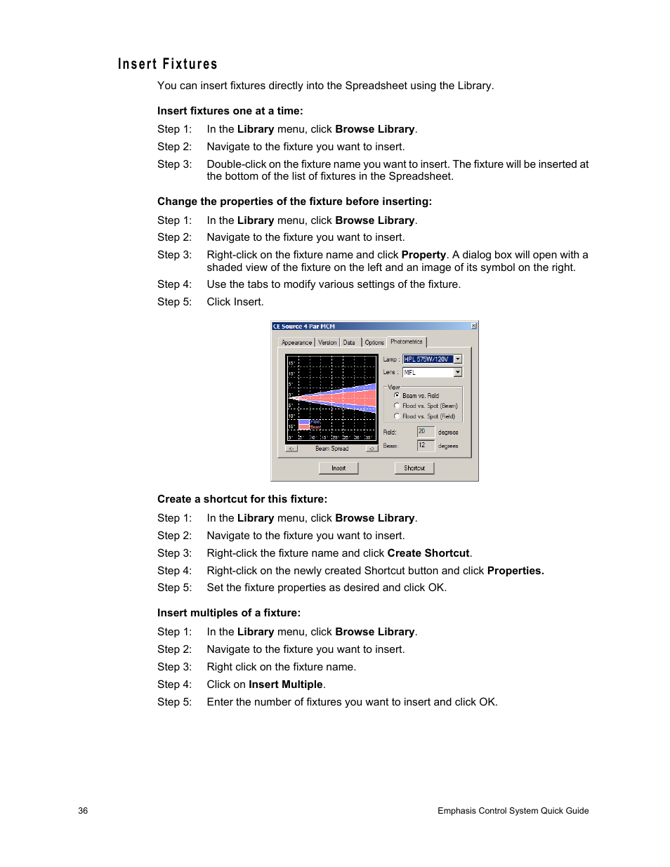 Insert fixtures | Dell Emphasis Lighting Control System User Manual | Page 40 / 68