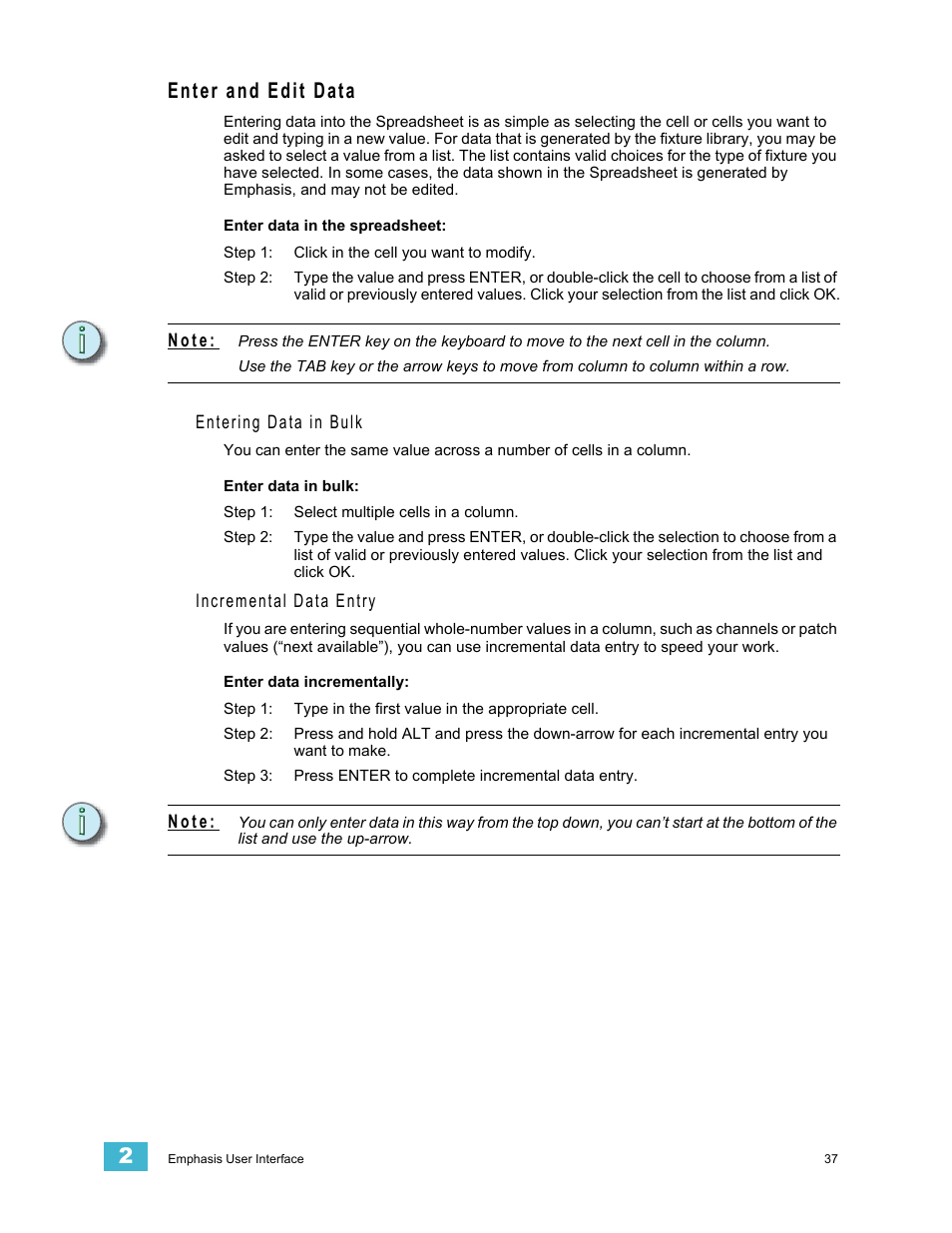 Enter and edit data | Dell Emphasis Lighting Control System User Manual | Page 41 / 68