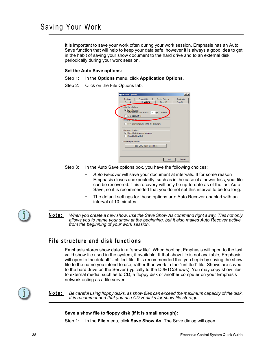 Saving your work, File structure and disk functions | Dell Emphasis Lighting Control System User Manual | Page 42 / 68